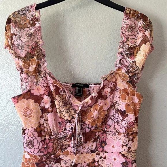 Off the shoulder retro floral 70s baby doll dress - Picture 3 of 5